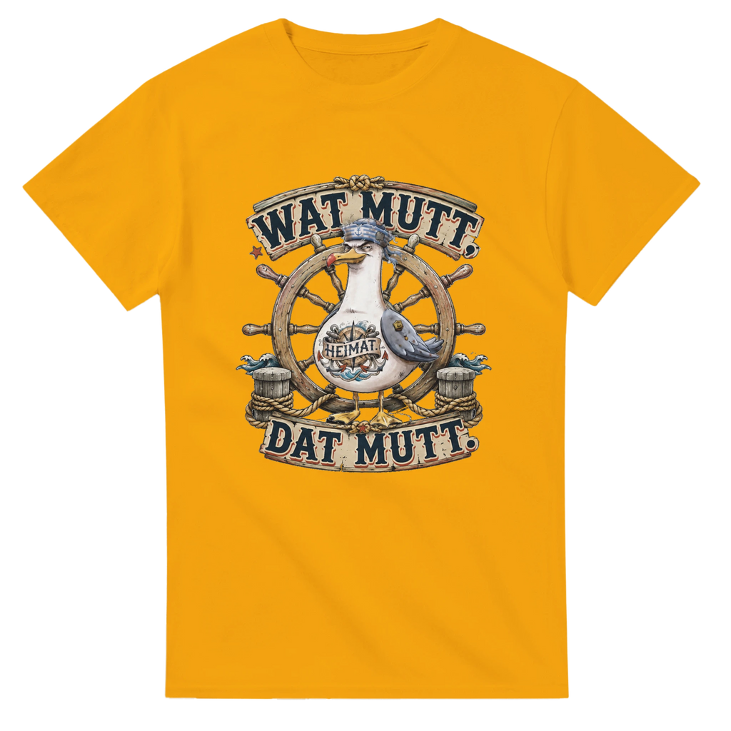 T-Shirt in Weiß mit Motiv „Wat Mutt, Dat Mutt. Möwe“