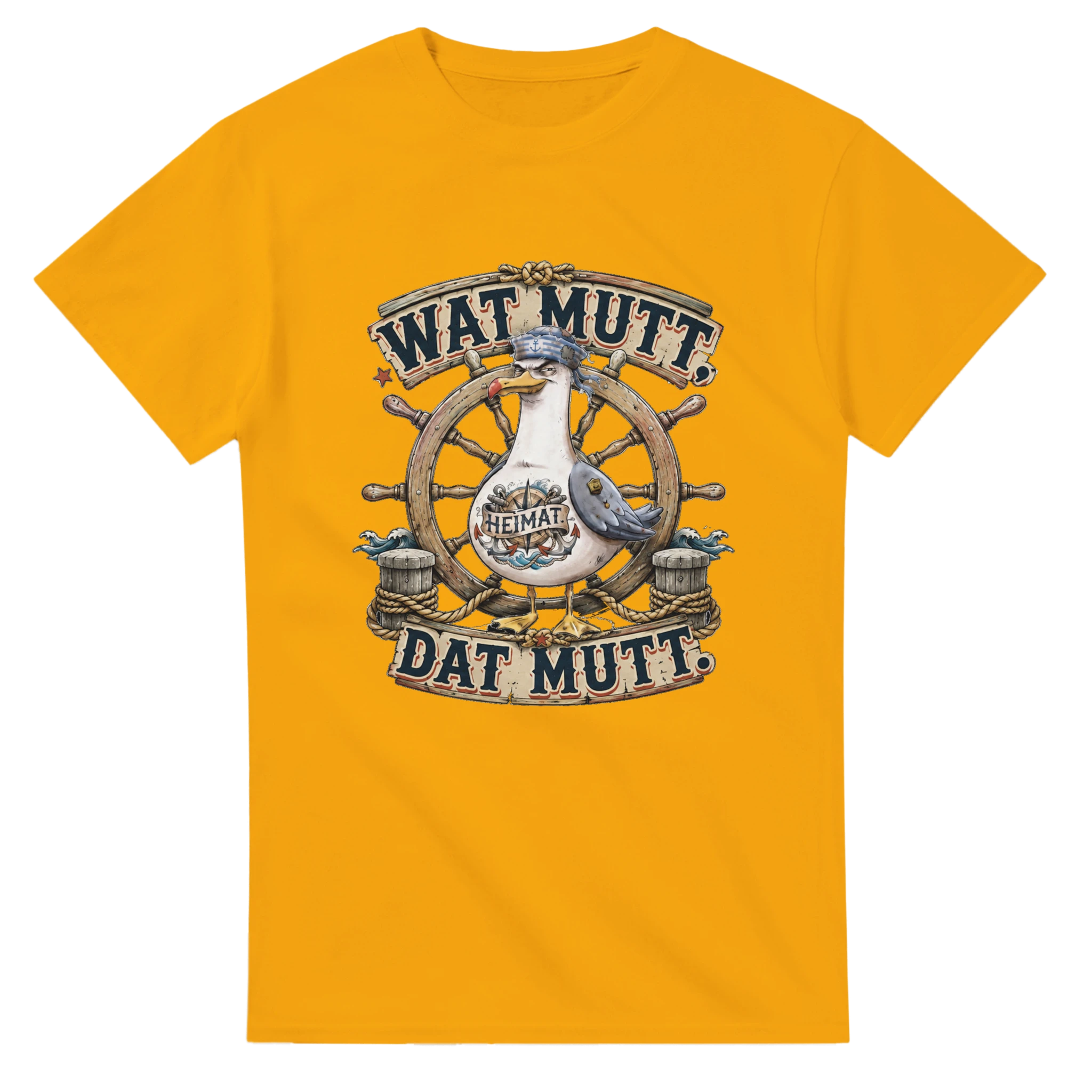 T-Shirt in Weiß mit Motiv „Wat Mutt, Dat Mutt. Möwe“