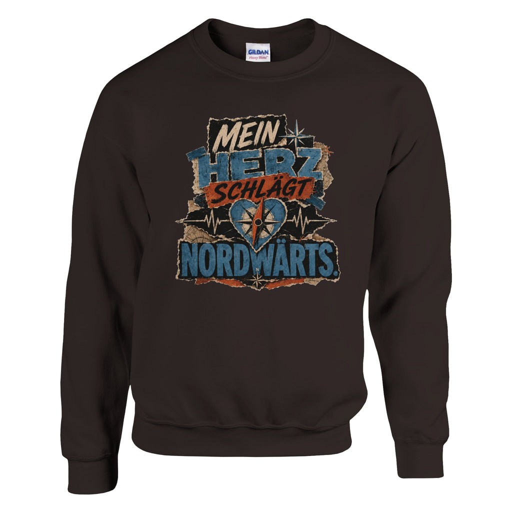 Pullover in Hellrosa mit Motiv „Mein Herz schlägt NORDWÄRTS.“