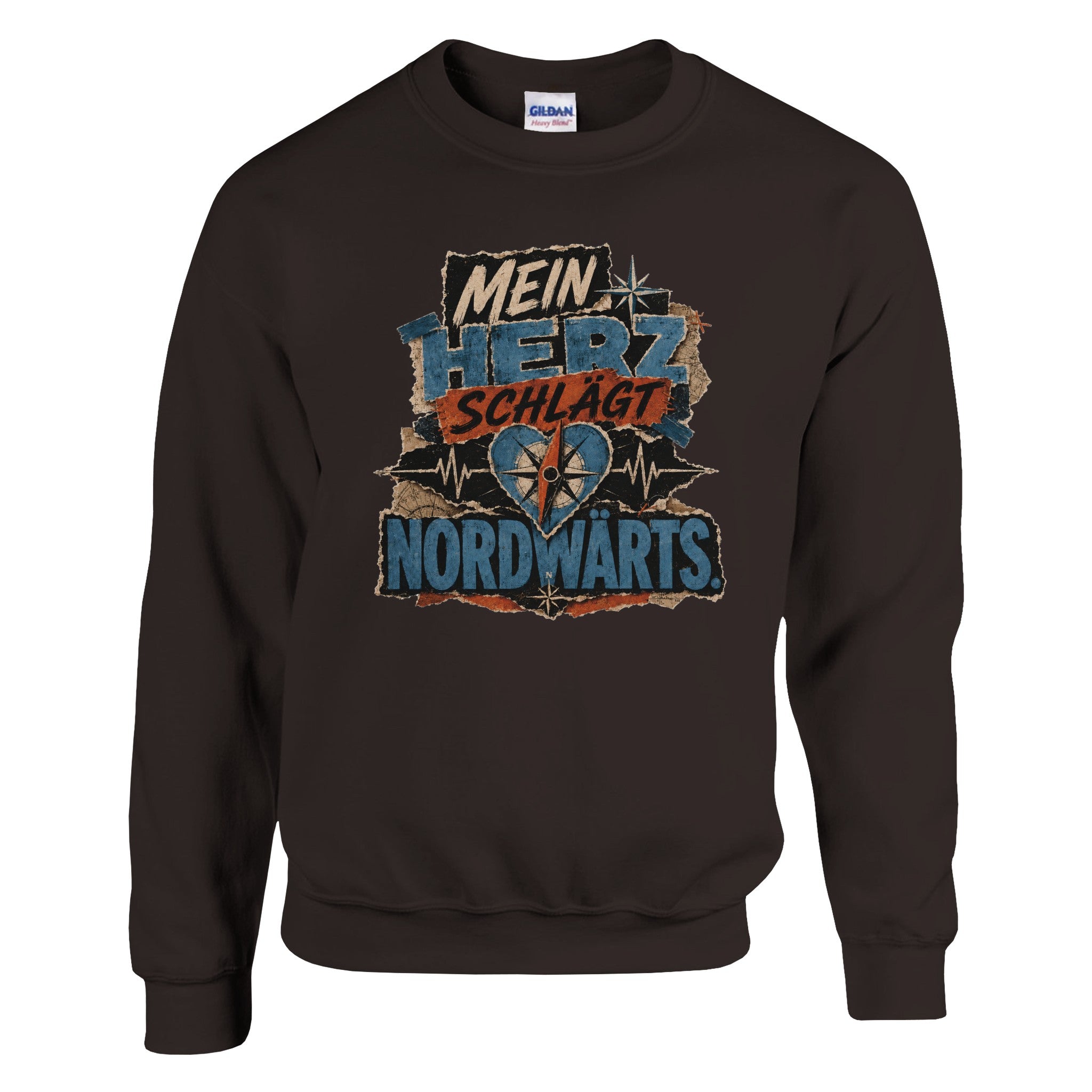 Pullover in Hellrosa mit Motiv „Mein Herz schlägt NORDWÄRTS.“