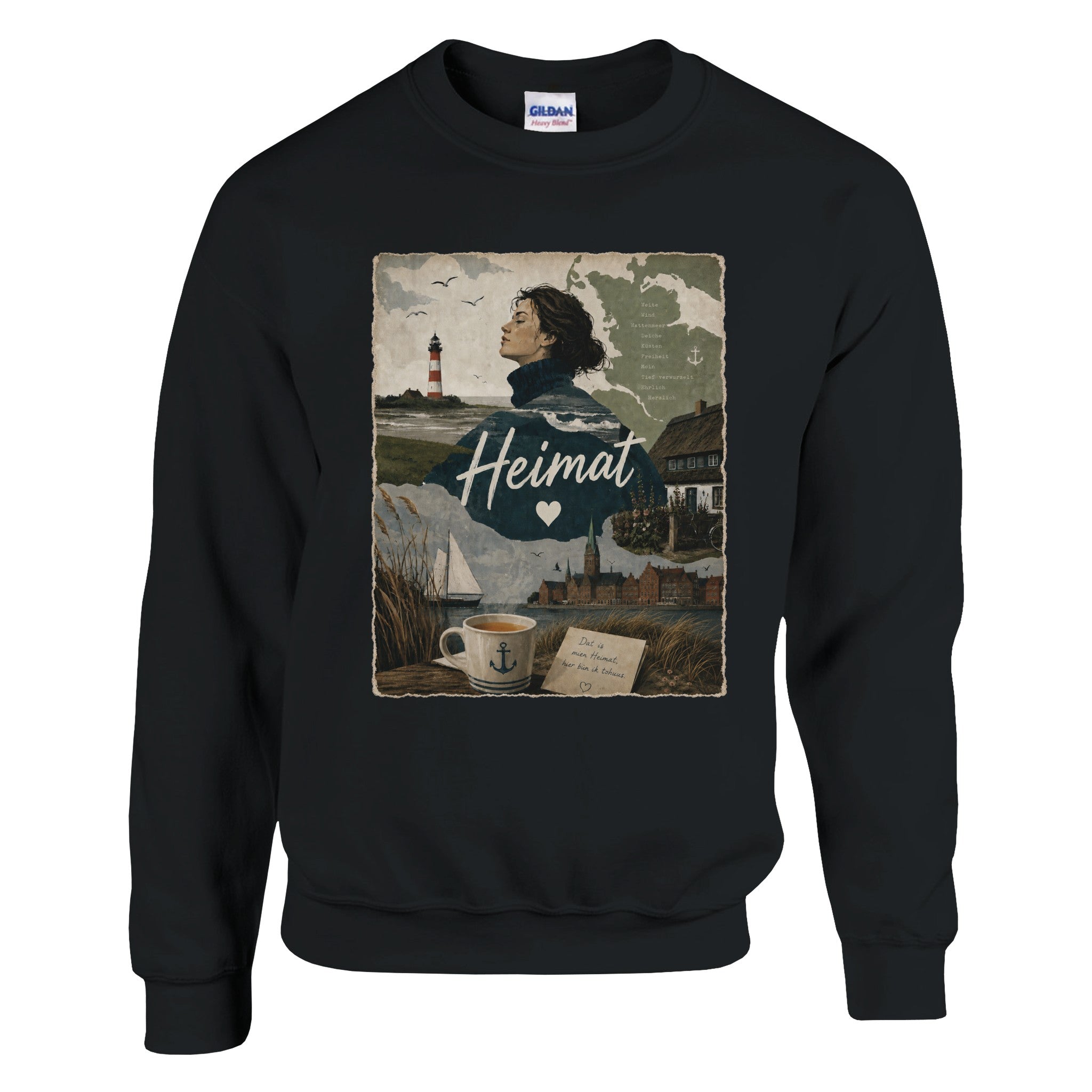 Pullover in Weiß mit Motiv „Heimat mit Herz“