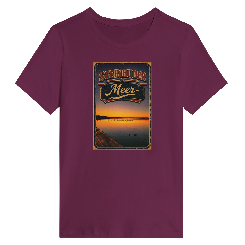 Damen-T-Shirt in Zitronengelb mit Motiv „Steg an der Planke“