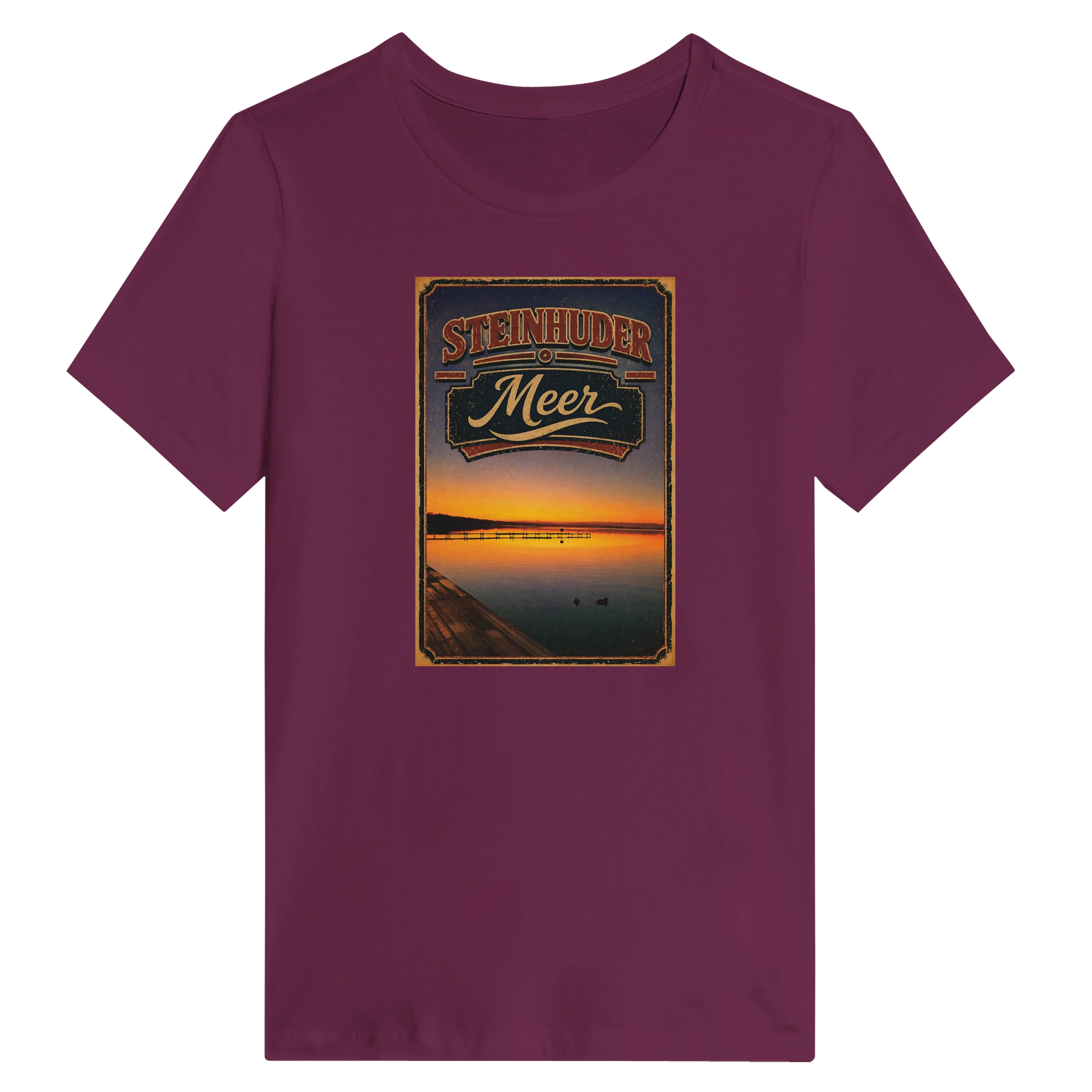 Damen-T-Shirt in Zitronengelb mit Motiv „Steg an der Planke“