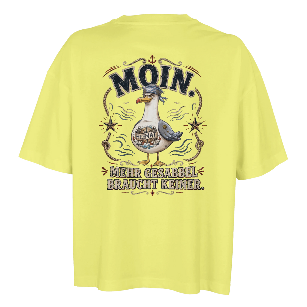 Damen-T-Shirt in Hellgelb mit Motiv „Mehr Gesabbel braucht keiner“