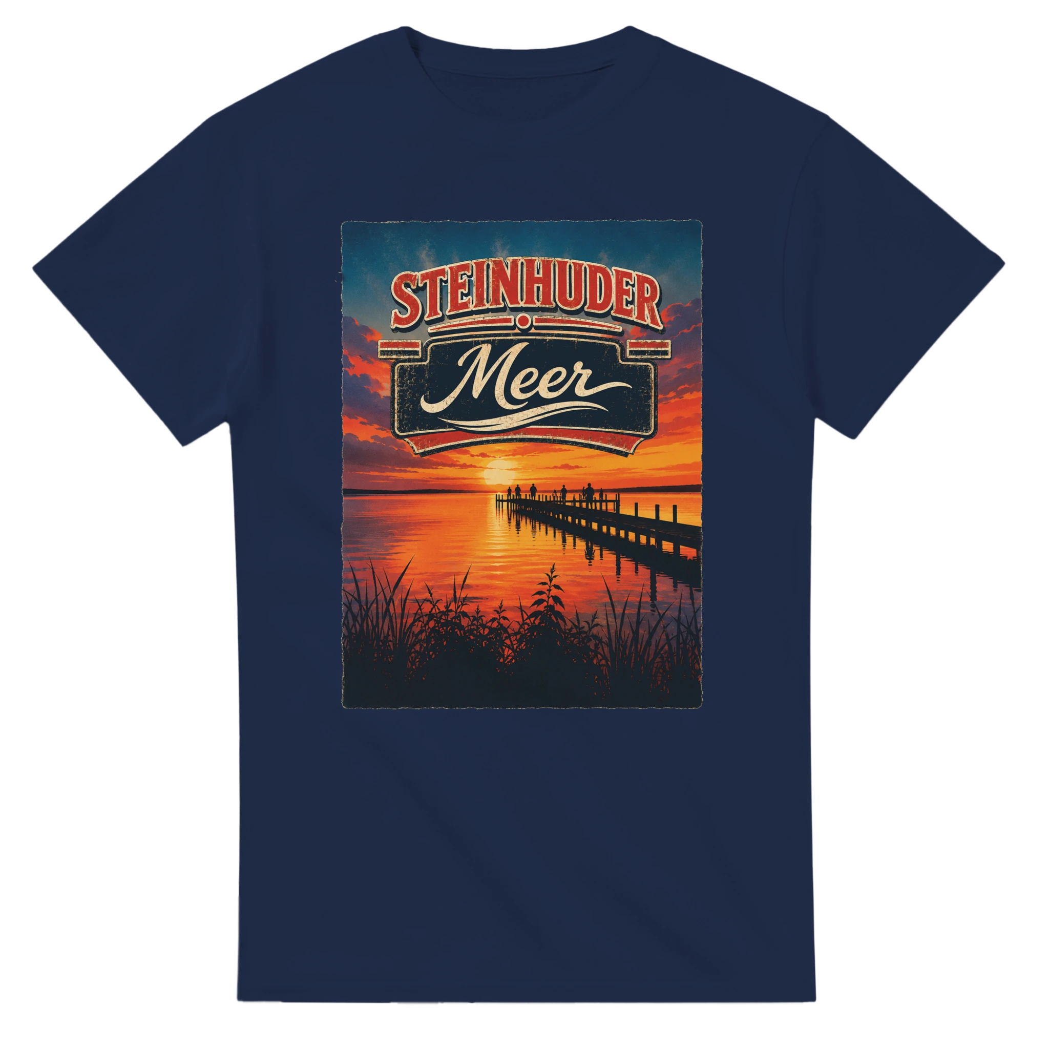 T-Shirt in Natur mit Motiv „Sunset Ratskeller Steg am Steinhuder Meer“