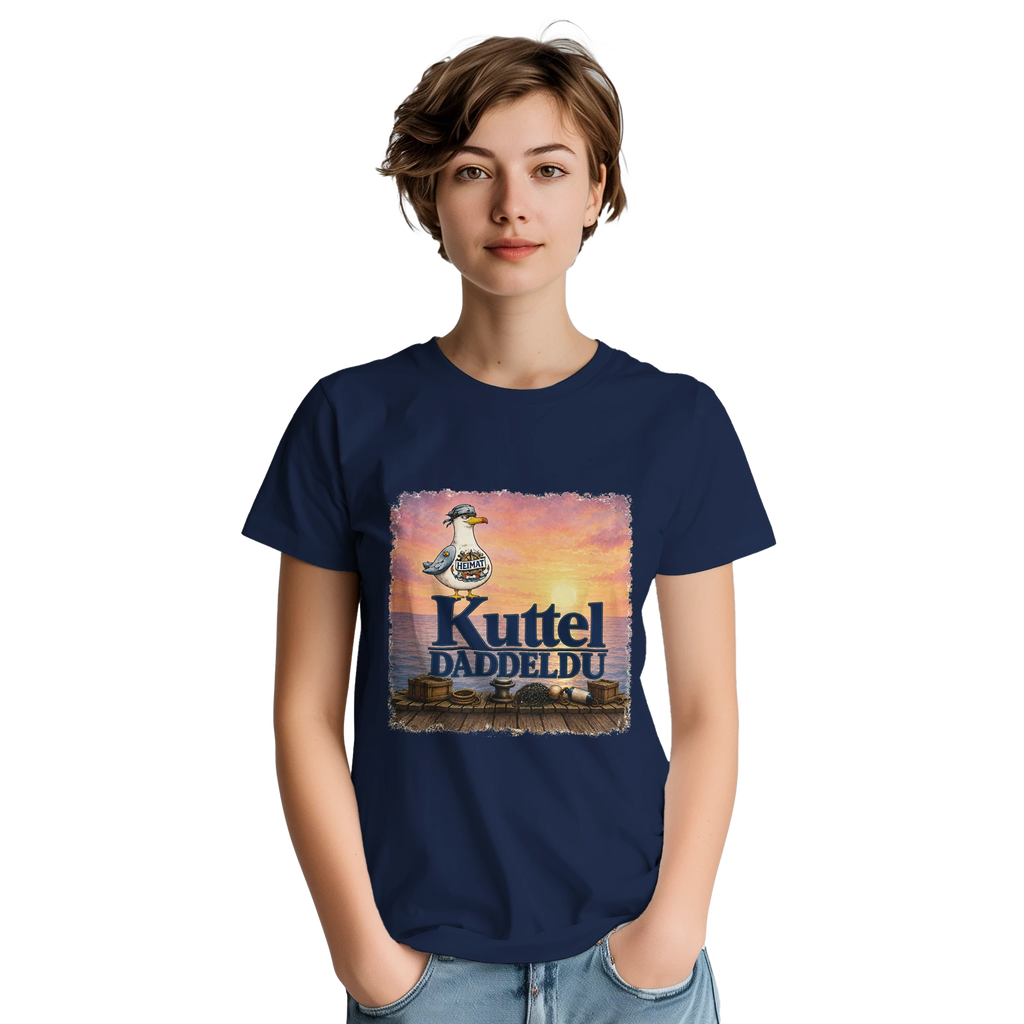 T-Shirt in Sand mit Motiv „Kuttel Daddeldu“