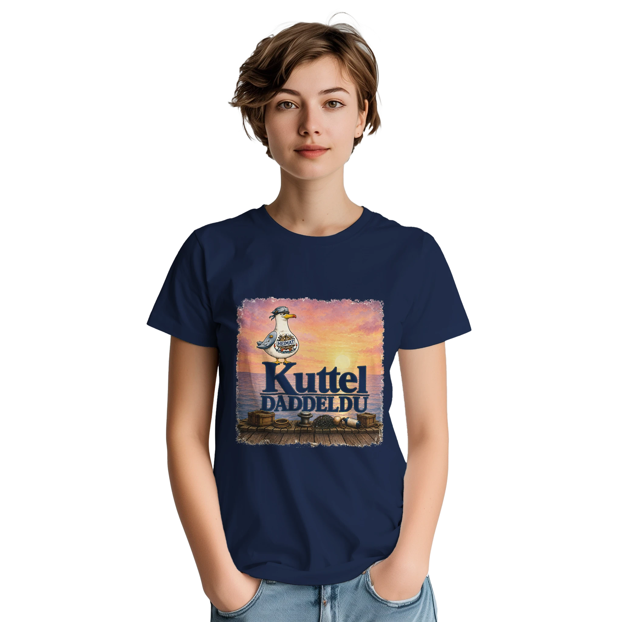 T-Shirt in Sand mit Motiv „Kuttel Daddeldu“