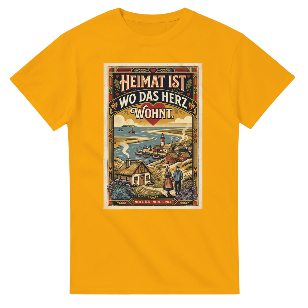 T-Shirt in Weiß mit Motiv „Heimat ist, wo das Herz wohnt“