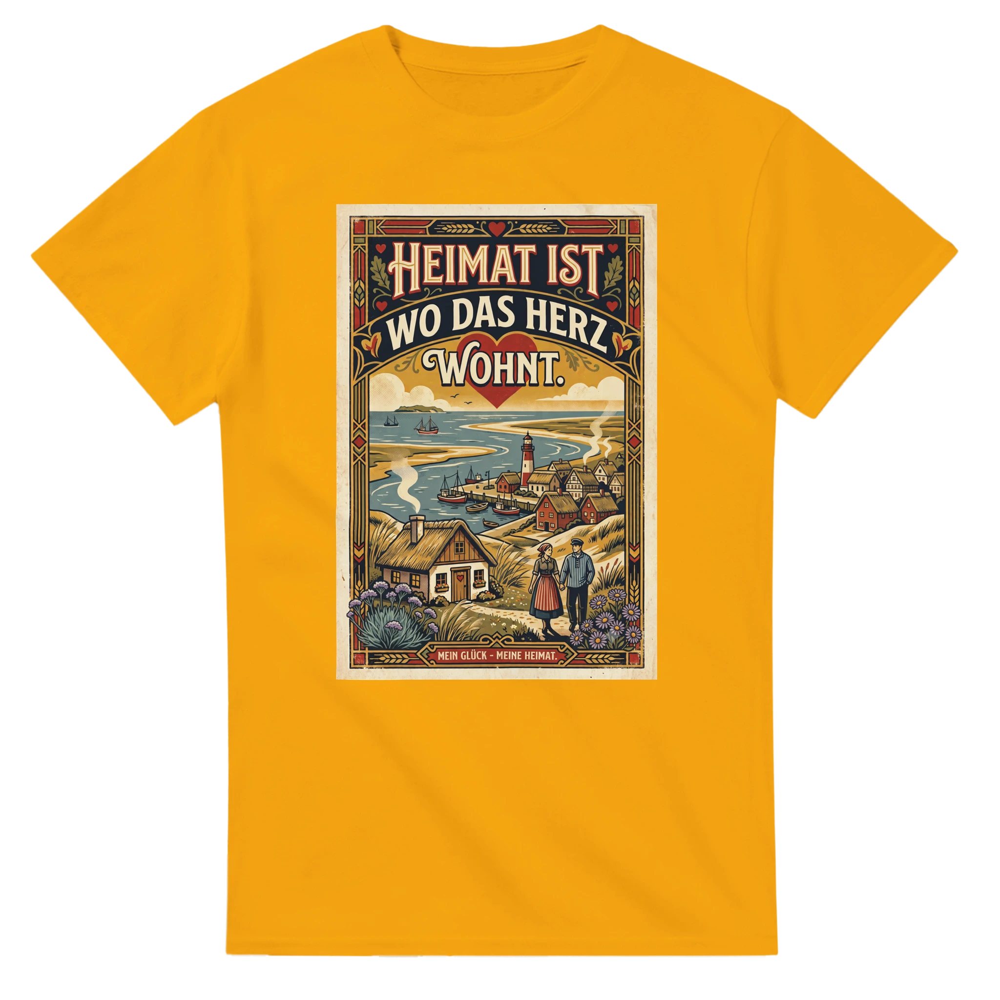 T-Shirt in Weiß mit Motiv „Heimat ist, wo das Herz wohnt“