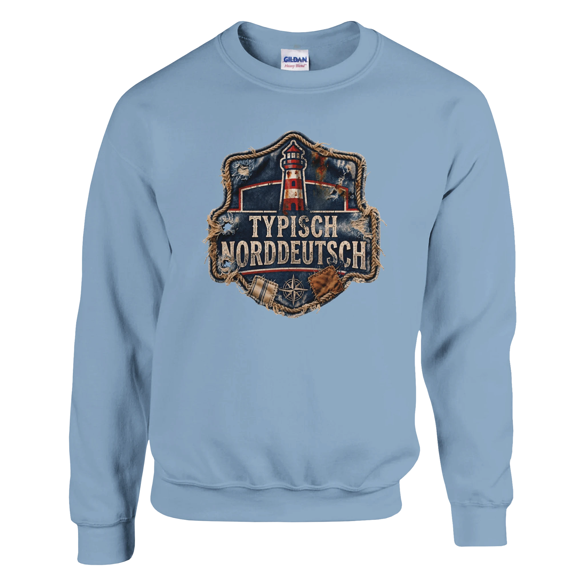 Pullover in Weiß mit Motiv „Typisch Norddeutsch“
