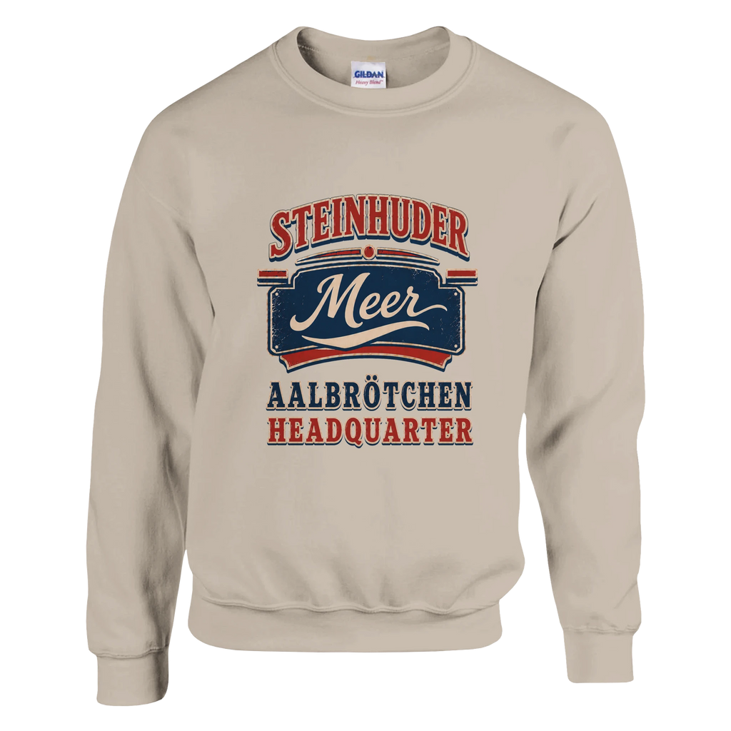 Pullover in Weiß mit Motiv „Aalbrötchen“
