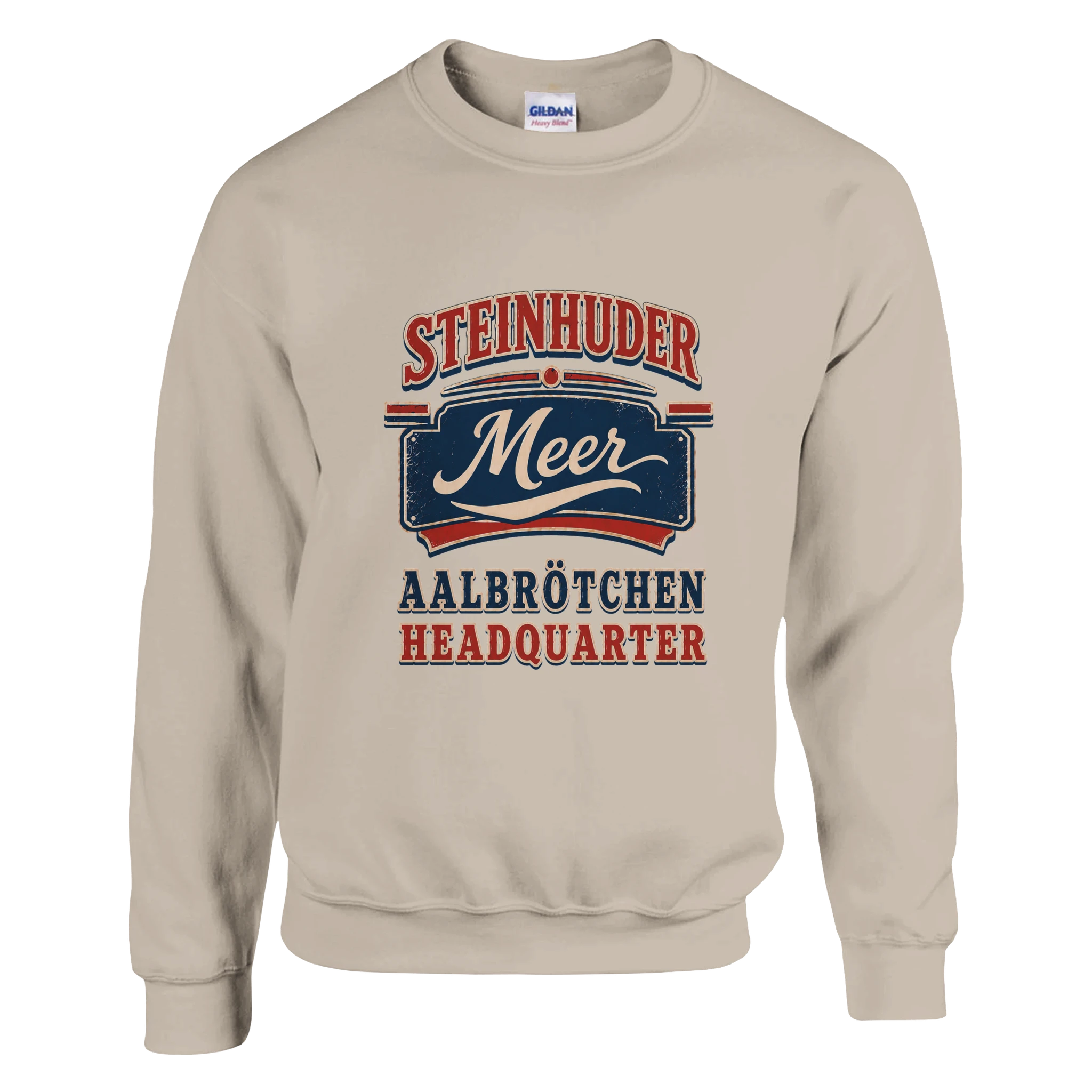 Pullover in Weiß mit Motiv „Aalbrötchen“
