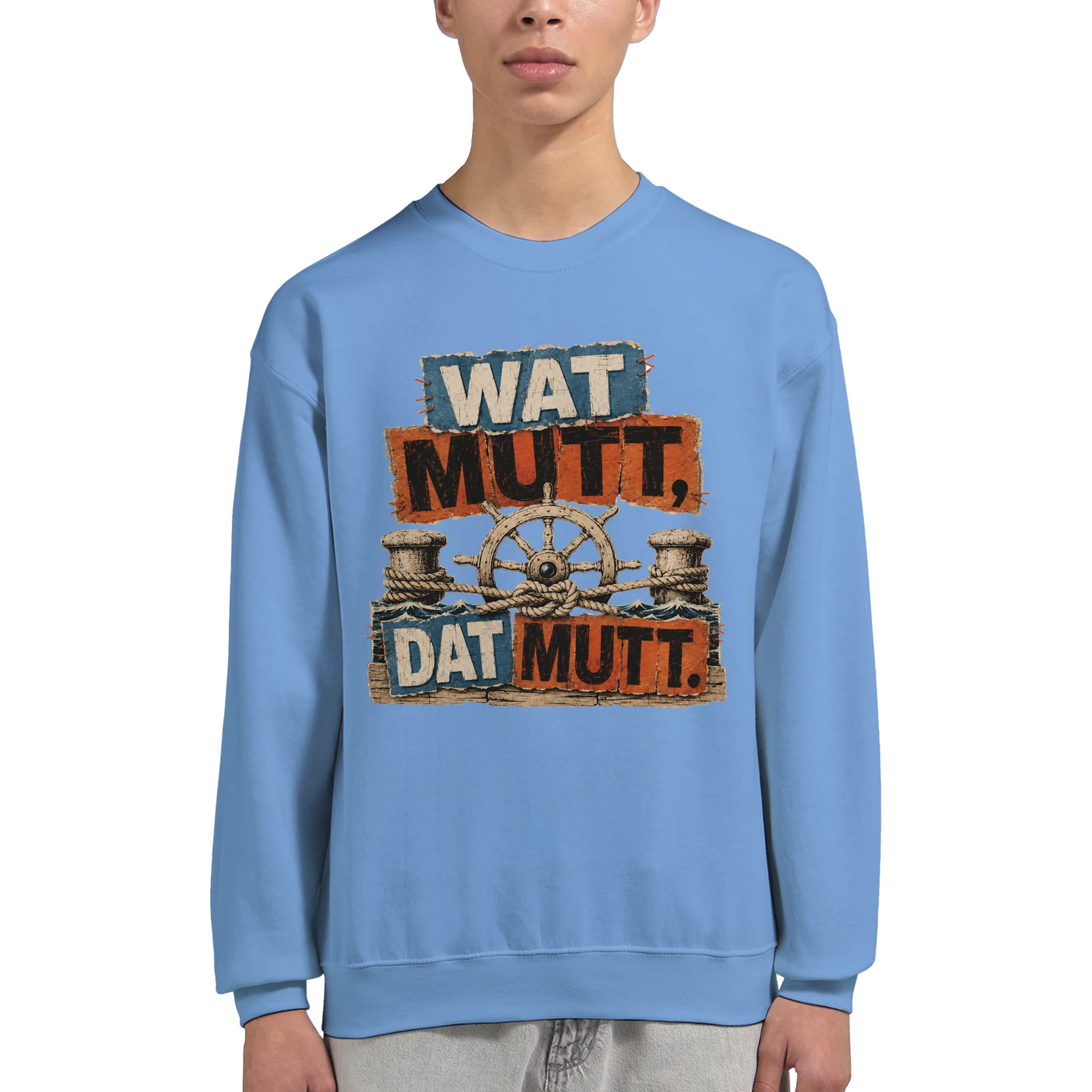 Pullover in Hellrosa mit Motiv „Wat Mutt, Dat Mutt.“
