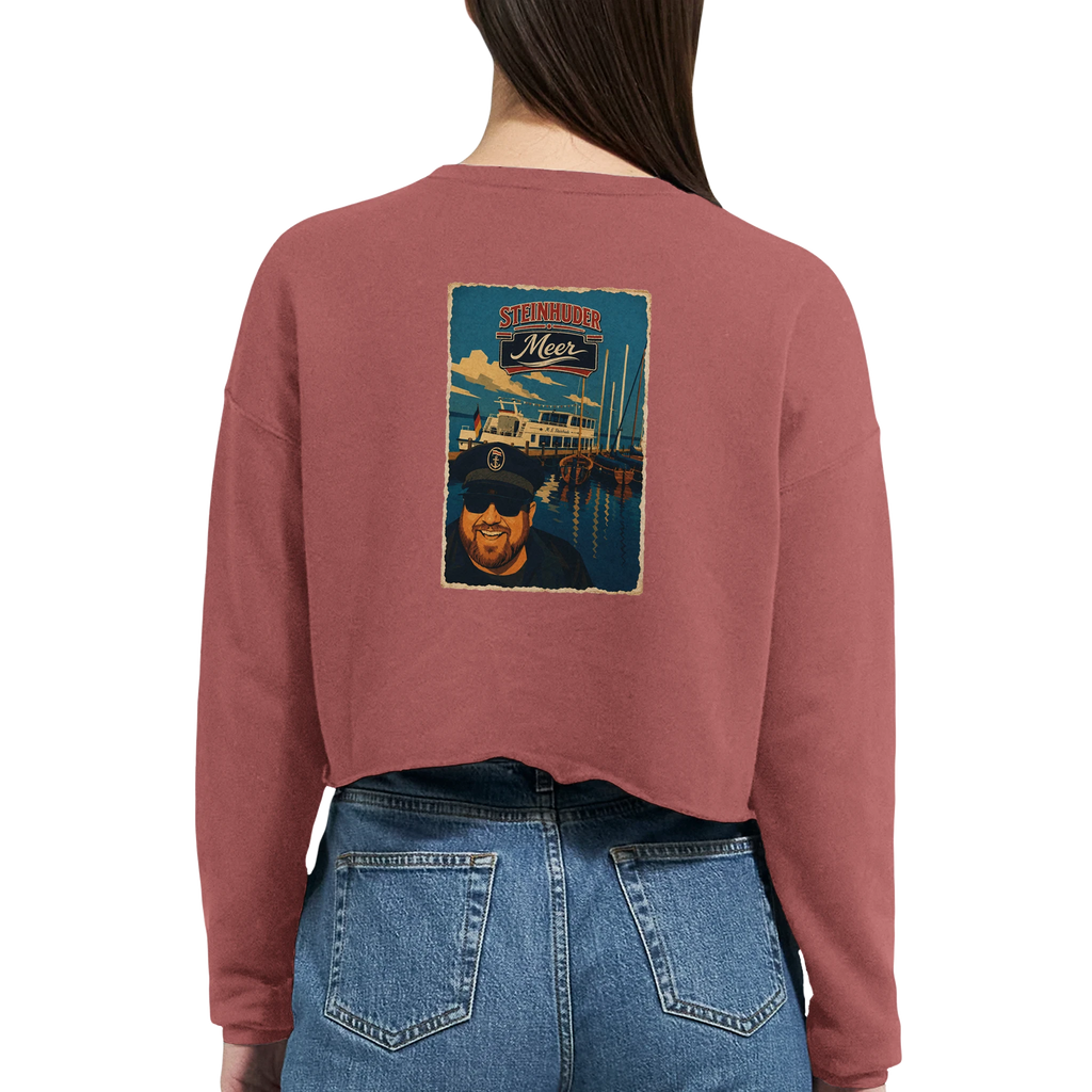 Damen-Pullover in Mauve mit Motiv „Kapitän an Bord“