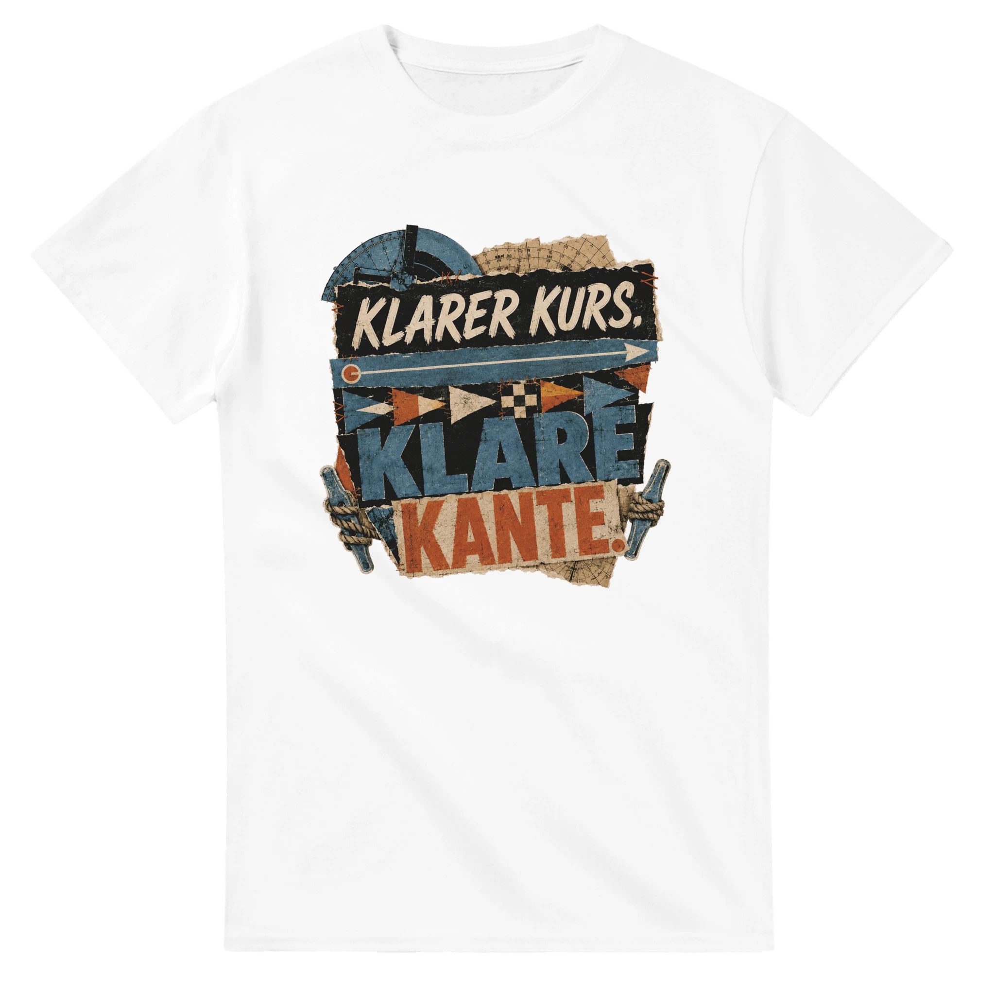 T-Shirt in Weiß mit Motiv „Klarer Kurs. Klare Kante.“