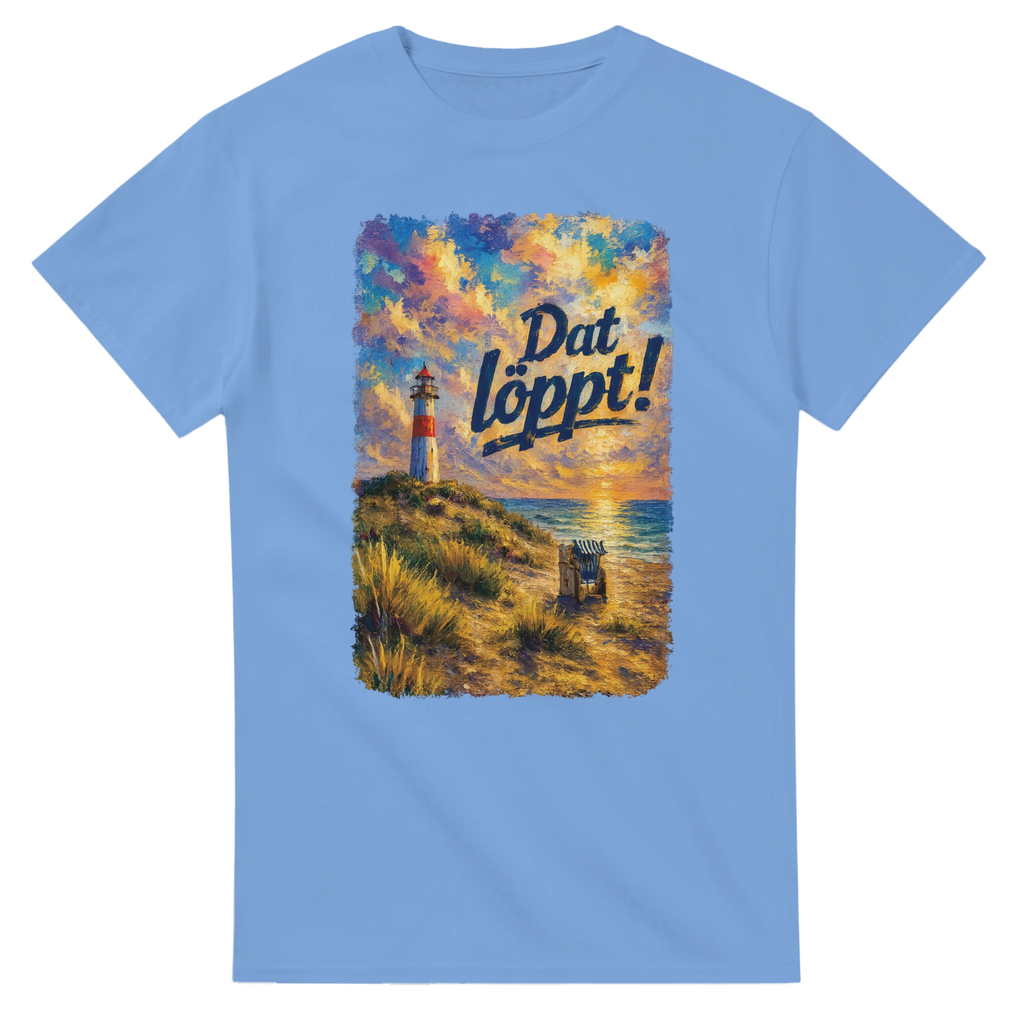 T-Shirt in Natur mit Motiv „Dat löppt! Typisch Norddeutsch“