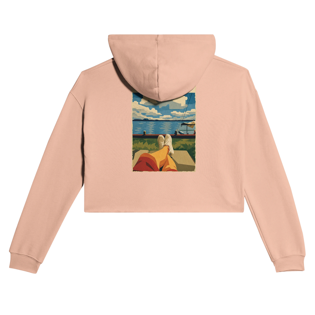 Damen-Hoodie in Pfirsich mit Motiv „Chillout“