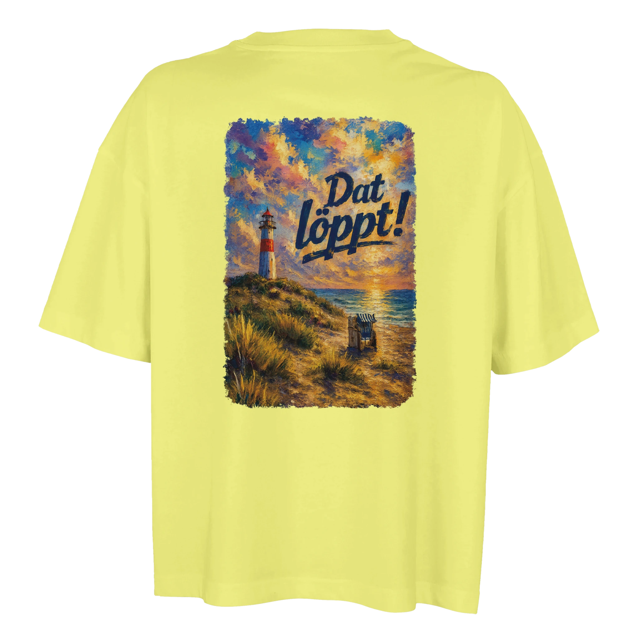 Übergroßes T-Shirt für Damen - Dat löppt! Typisch Norddeutsch in Hellgelb