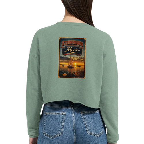Damen-Pullover in Staubblau mit Motiv „White Night am Wilhelmstein mit Sonnenuntergang“
