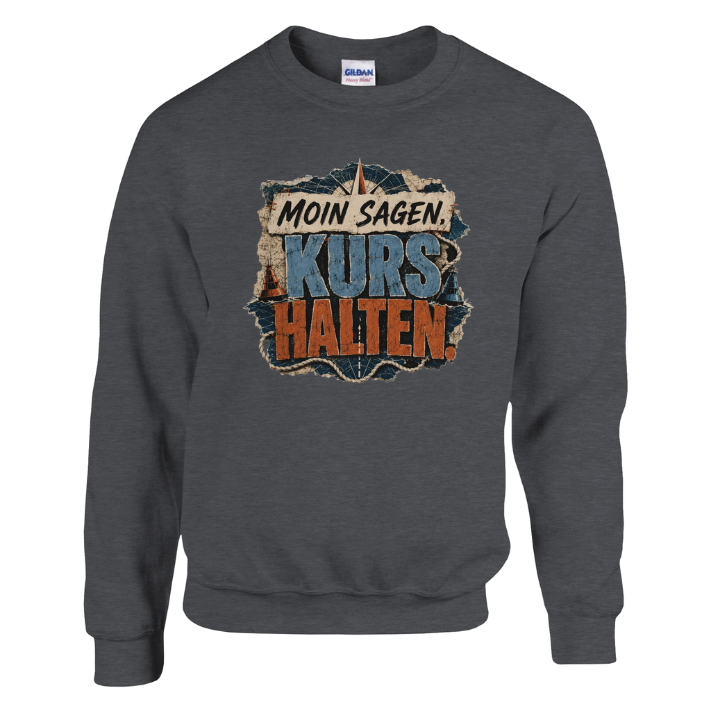 Pullover in Weiß mit Motiv „Moin sagen. Kurs halten.“
