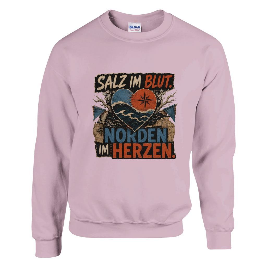 Pullover in Weiß mit Motiv „Salz im Blut. Norden im Herzen.“