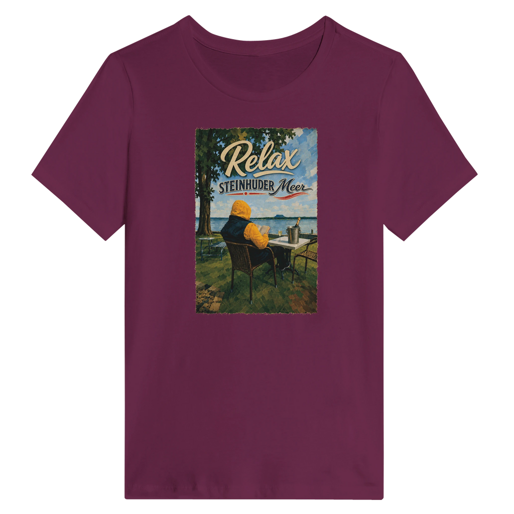 Damen-T-Shirt in Weiß mit Motiv „Relax und Champagner“