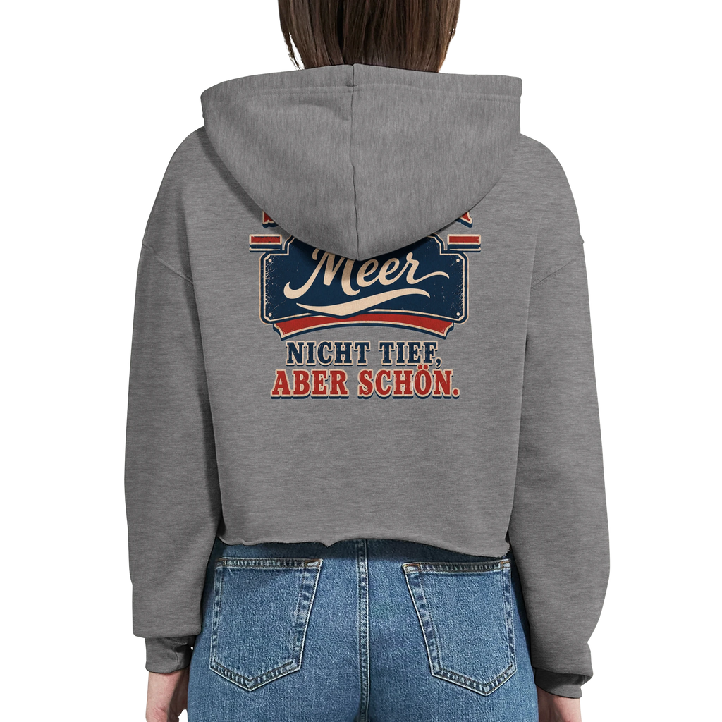 Damen-Hoodie in Weiß mit Motiv „Nicht tief, aber schön.“