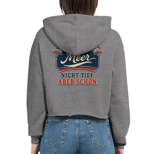Damen-Hoodie in Weiß mit Motiv „Nicht tief, aber schön.“