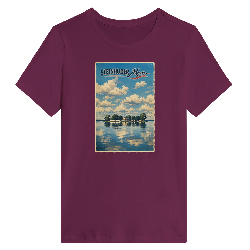 Damen-T-Shirt in Weiß mit Motiv „Wilhelmstein im Steinhuder Meer“