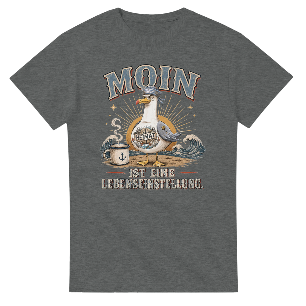 T-Shirt in Natur mit Motiv „Moin ist eine Lebenseinstellung“