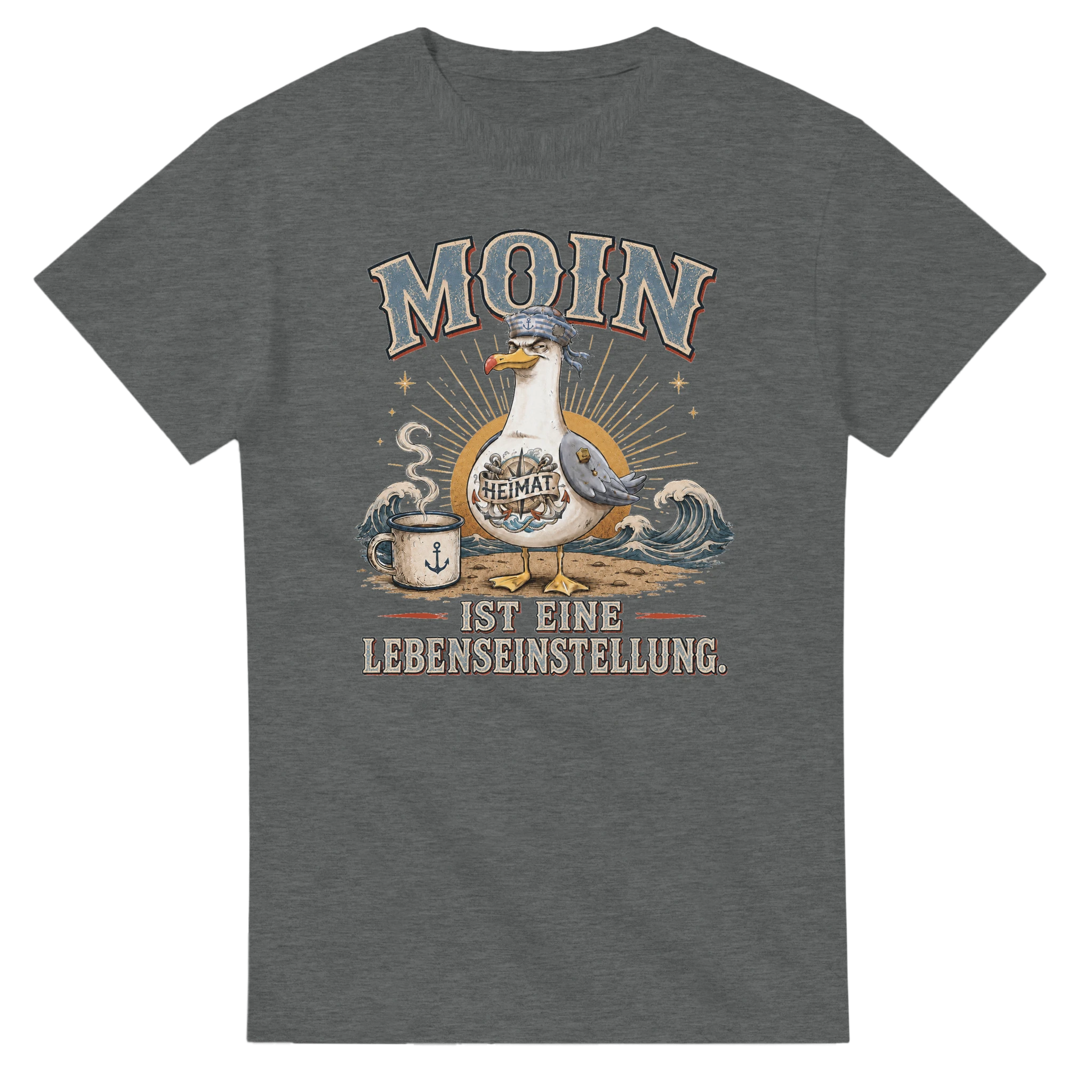 T-Shirt in Natur mit Motiv „Moin ist eine Lebenseinstellung“
