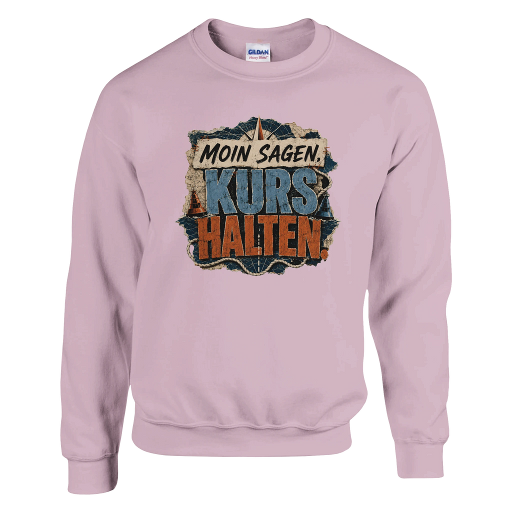 Pullover in Hellrosa mit Motiv „Moin sagen. Kurs halten.“