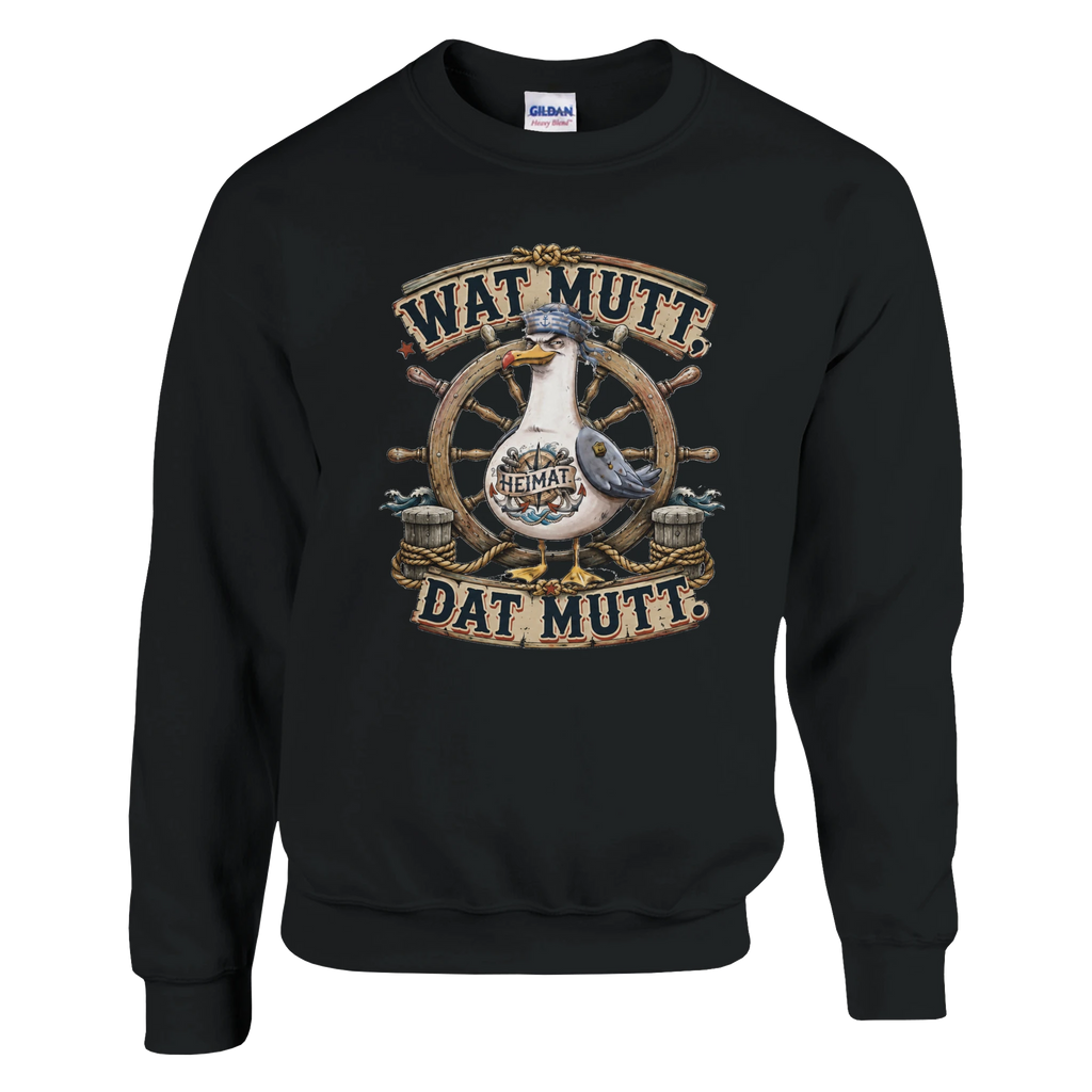 Pullover in Weiß mit Motiv „Wat Mutt, Dat Mutt. Möwe“