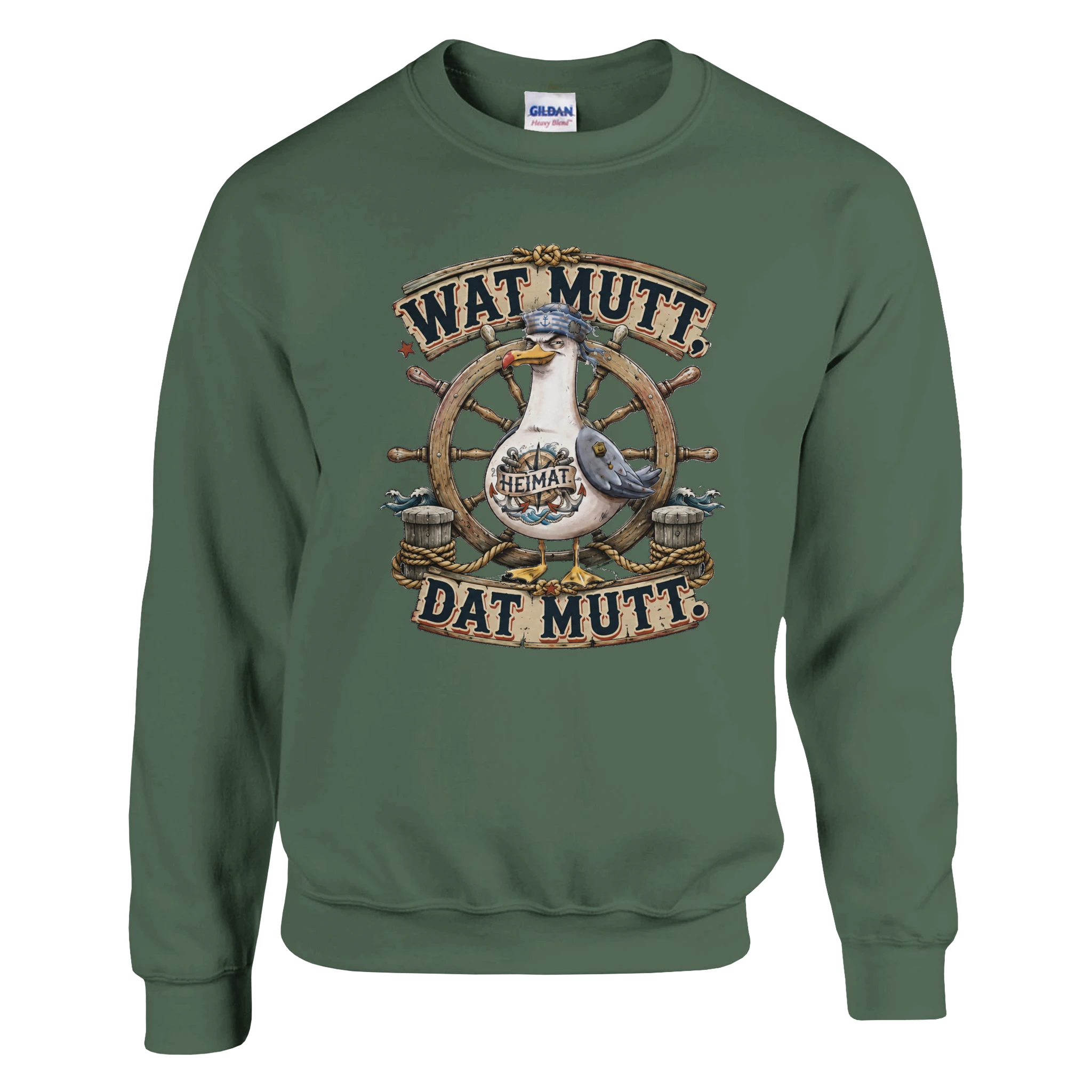 Pullover in Hellrosa mit Motiv „Wat Mutt, Dat Mutt. Möwe“