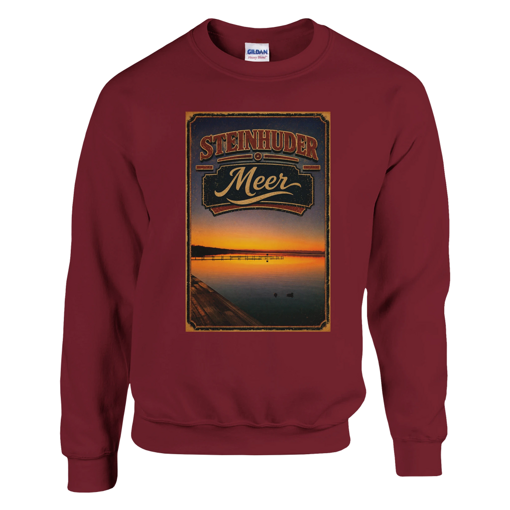 Pullover in Aschgrau mit Motiv „Steg an der Planke“