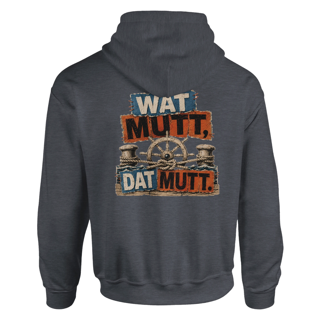 Hoodie in Weiß mit Motiv „Wat Mutt, Dat Mutt.“
