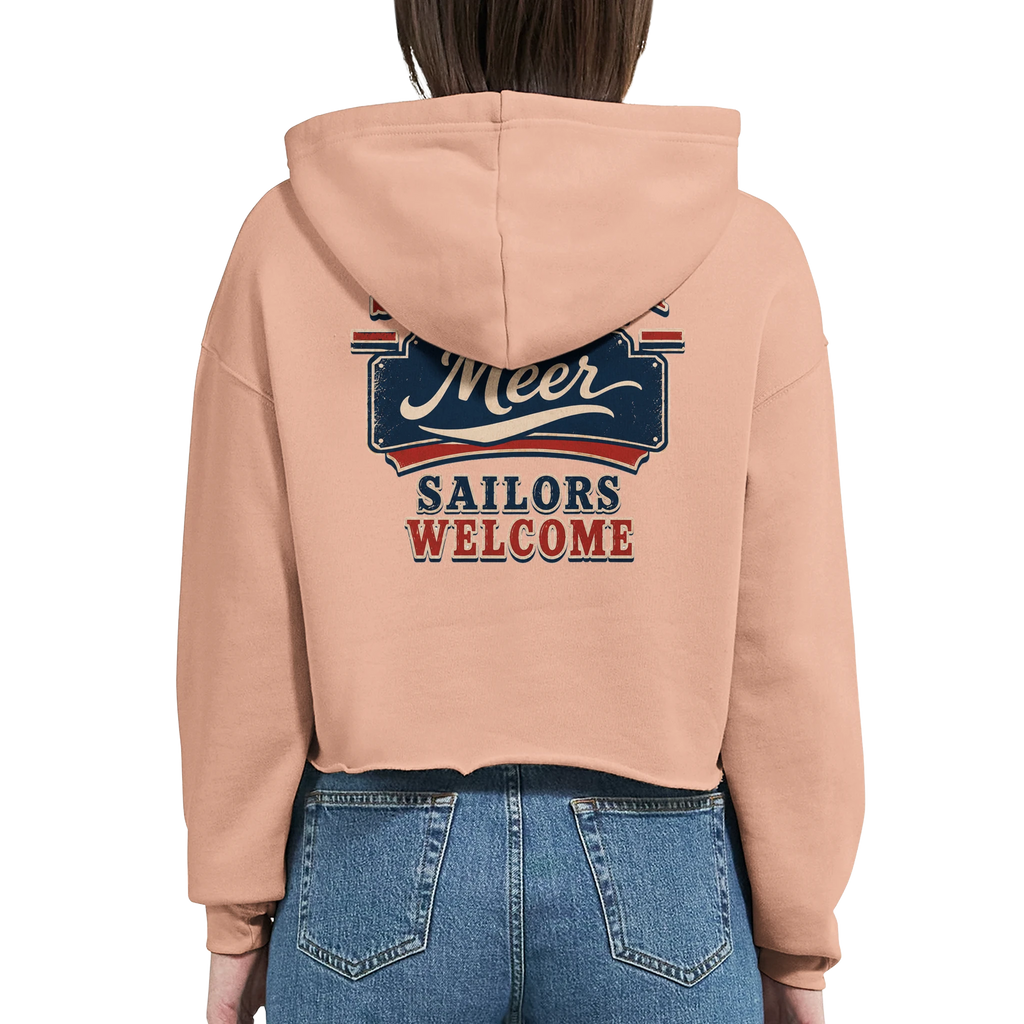 Damen-Hoodie in Weiß mit Motiv „Sailors Welcome“