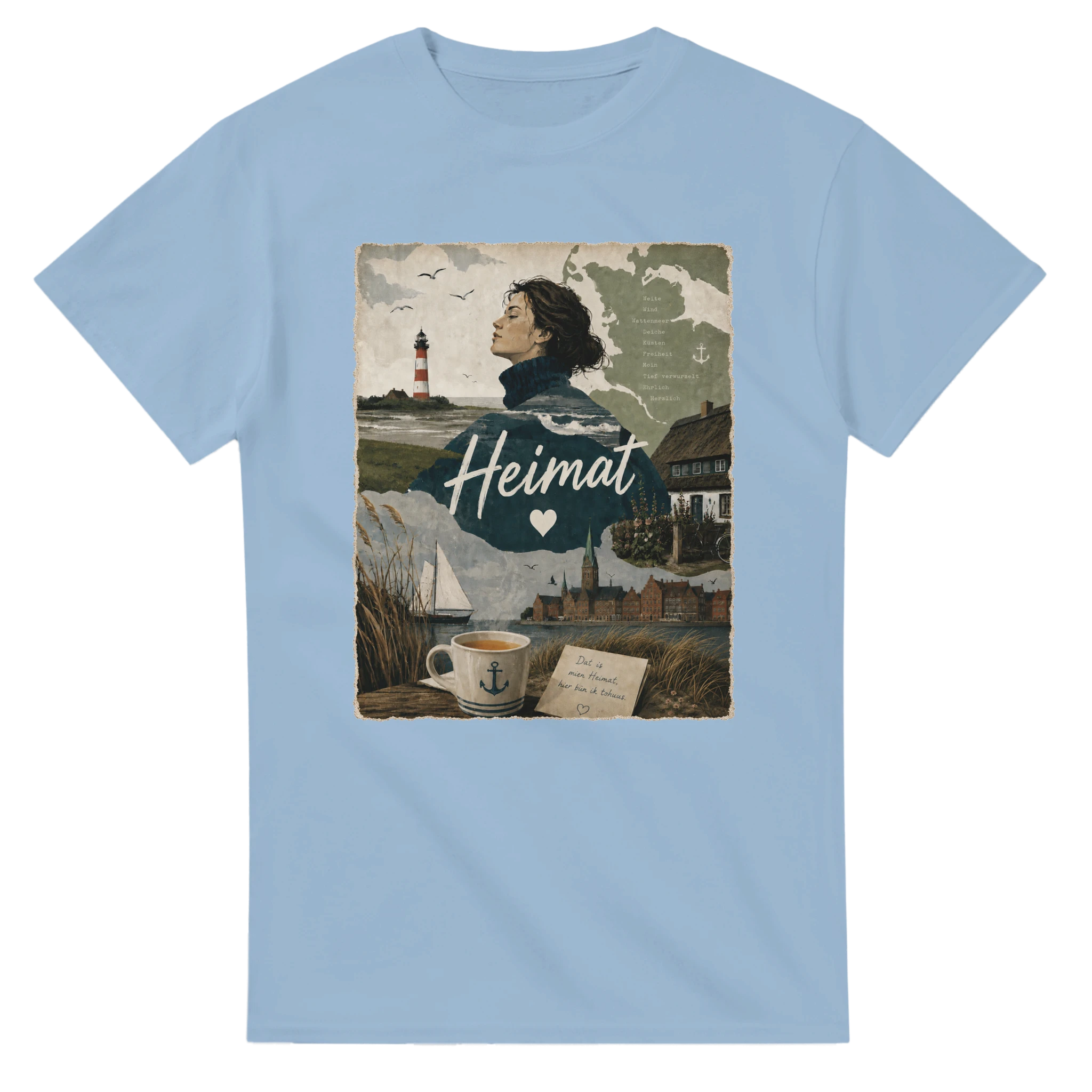 T-Shirt in Weiß mit Motiv „Heimat mit Herz“