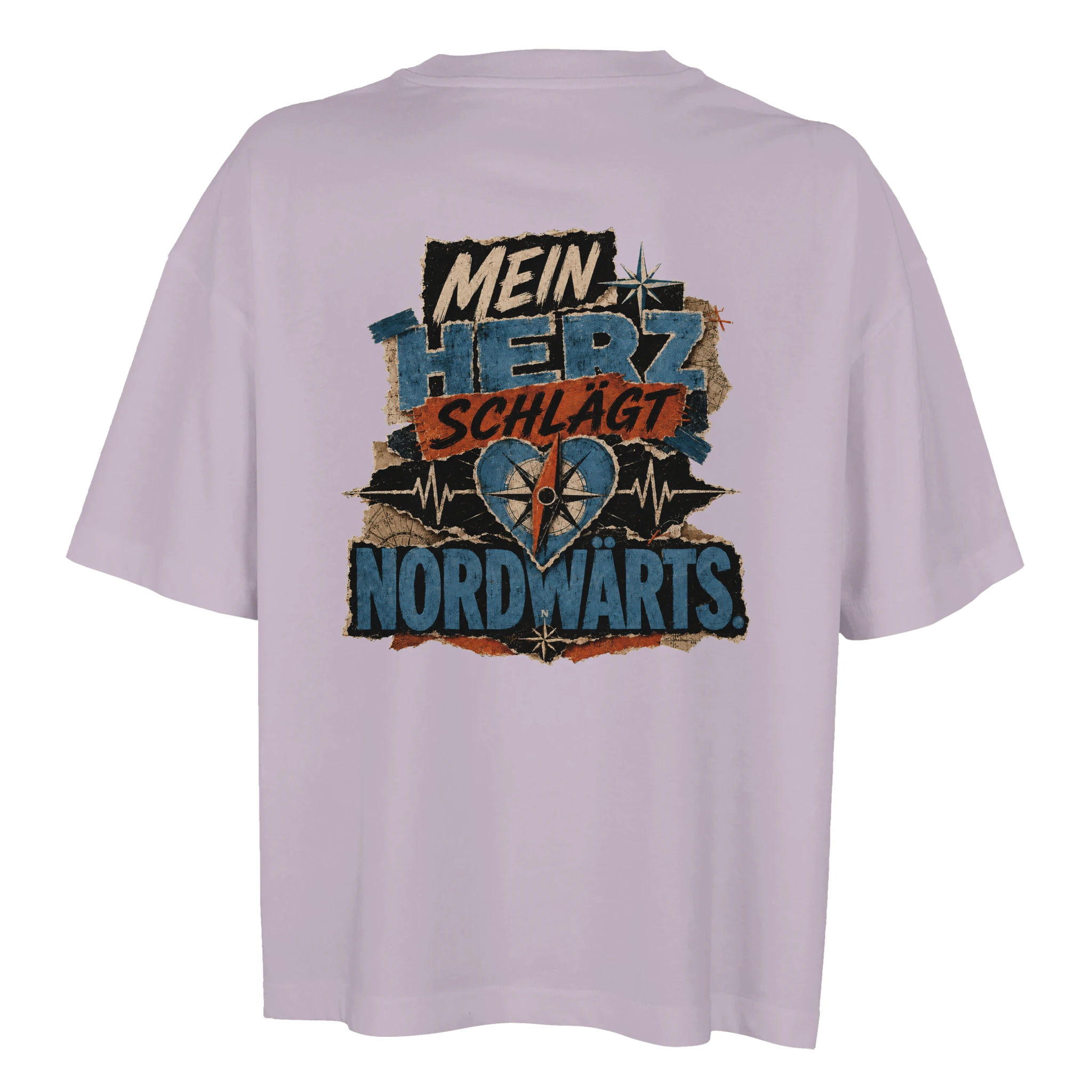 Damen-T-Shirt in Weiß mit Motiv „Mein Herz schlägt NORDWÄRTS.“