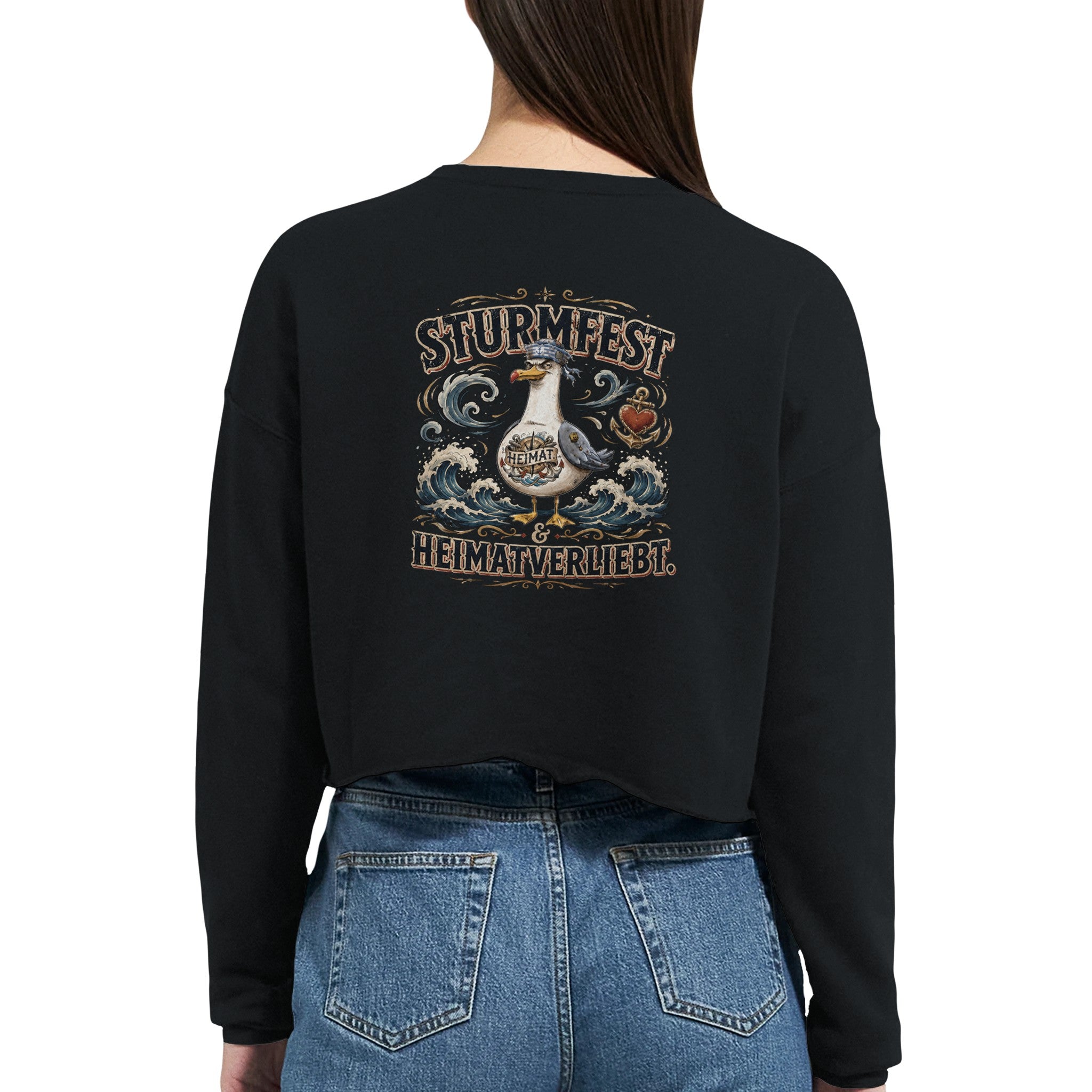 Damen-Pullover in Mauve mit Motiv „Sturmfest & Heimatverliebt Möwe“