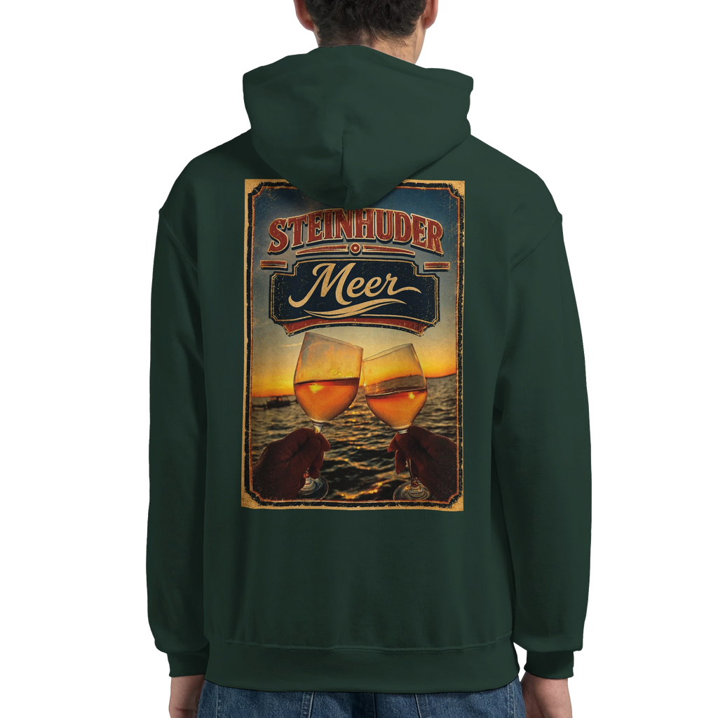 Hoodie in Weiß mit Motiv „Stößchen bei Sunset“