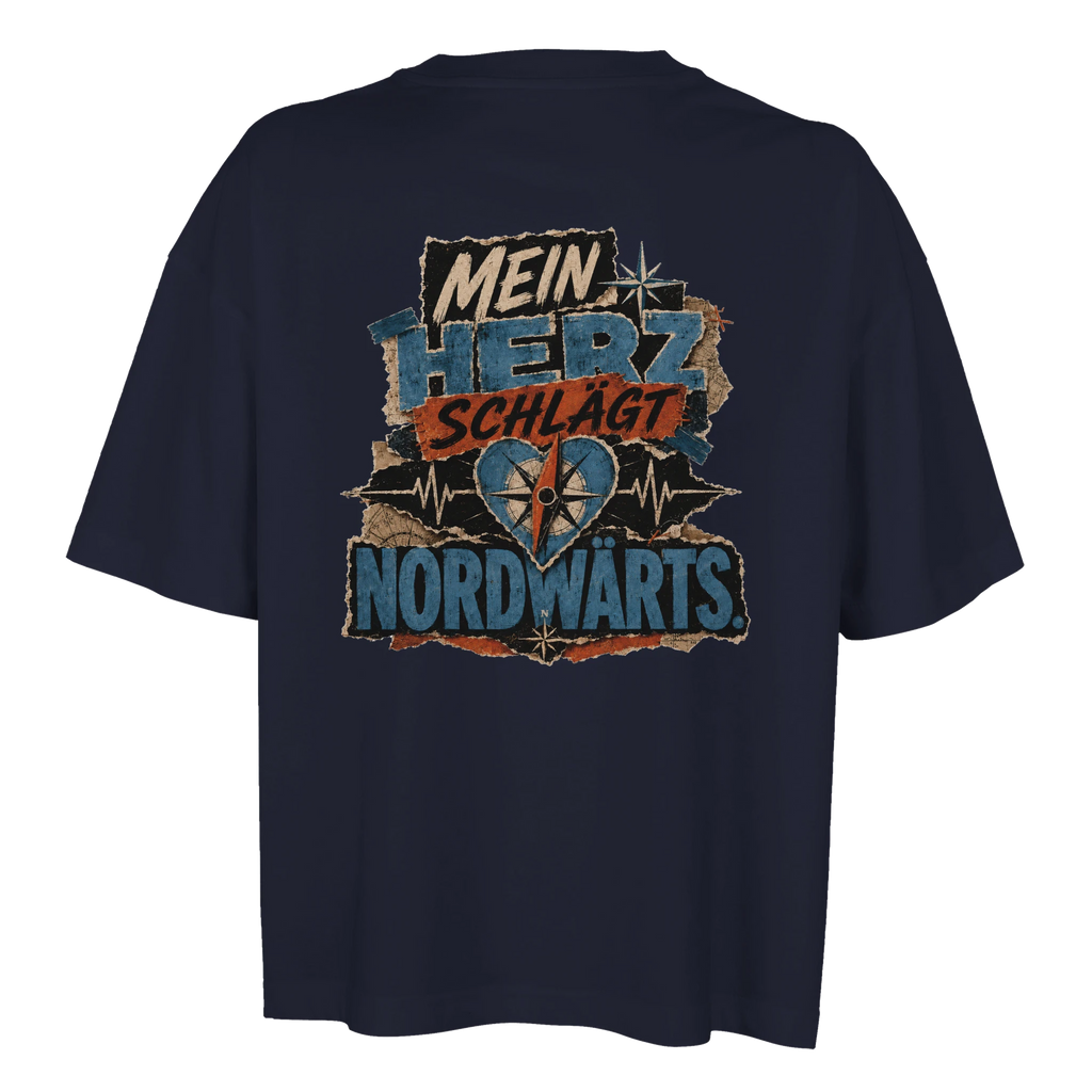 Damen-T-Shirt in Weiß mit Motiv „Mein Herz schlägt NORDWÄRTS.“