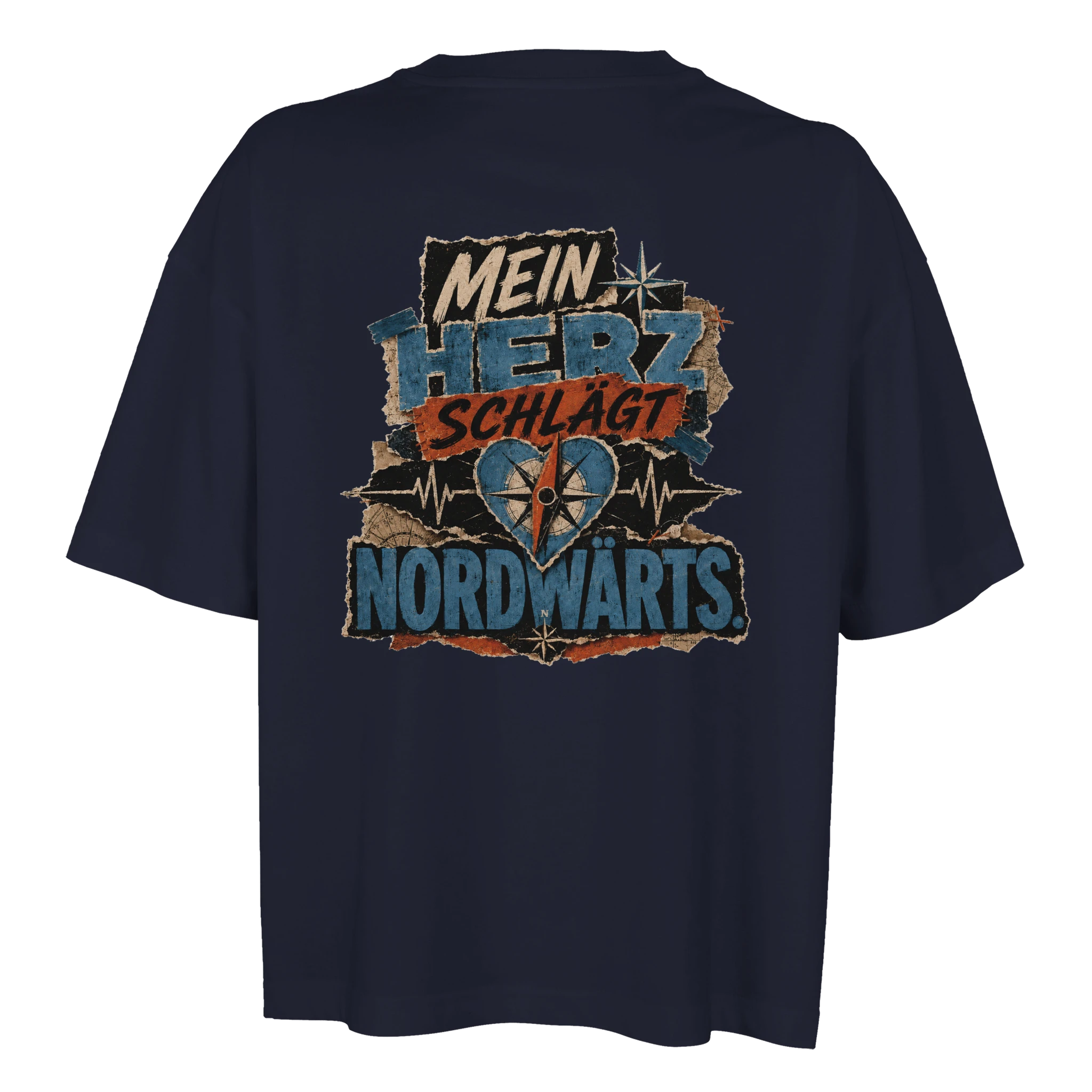 Damen-T-Shirt in Weiß mit Motiv „Mein Herz schlägt NORDWÄRTS.“