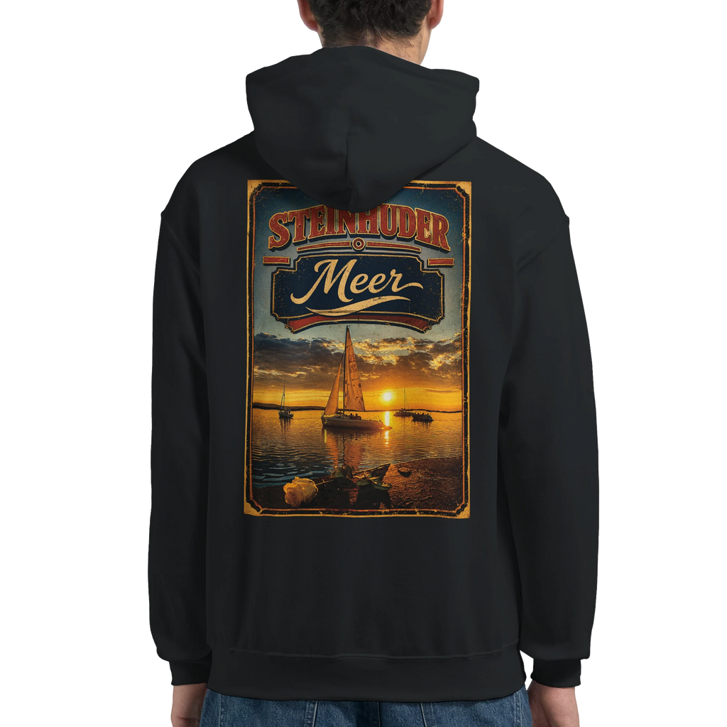 Hoodie in Aschgrau mit Motiv „White Night am Wilhelmstein im Sonnenuntergang“