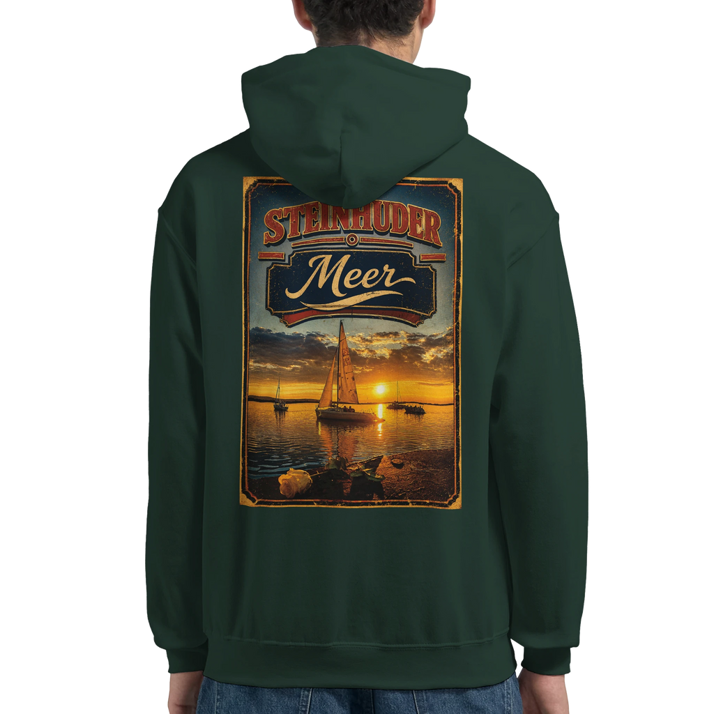 Hoodie in Weiß mit Motiv „White Night am Wilhelmstein im Sonnenuntergang“