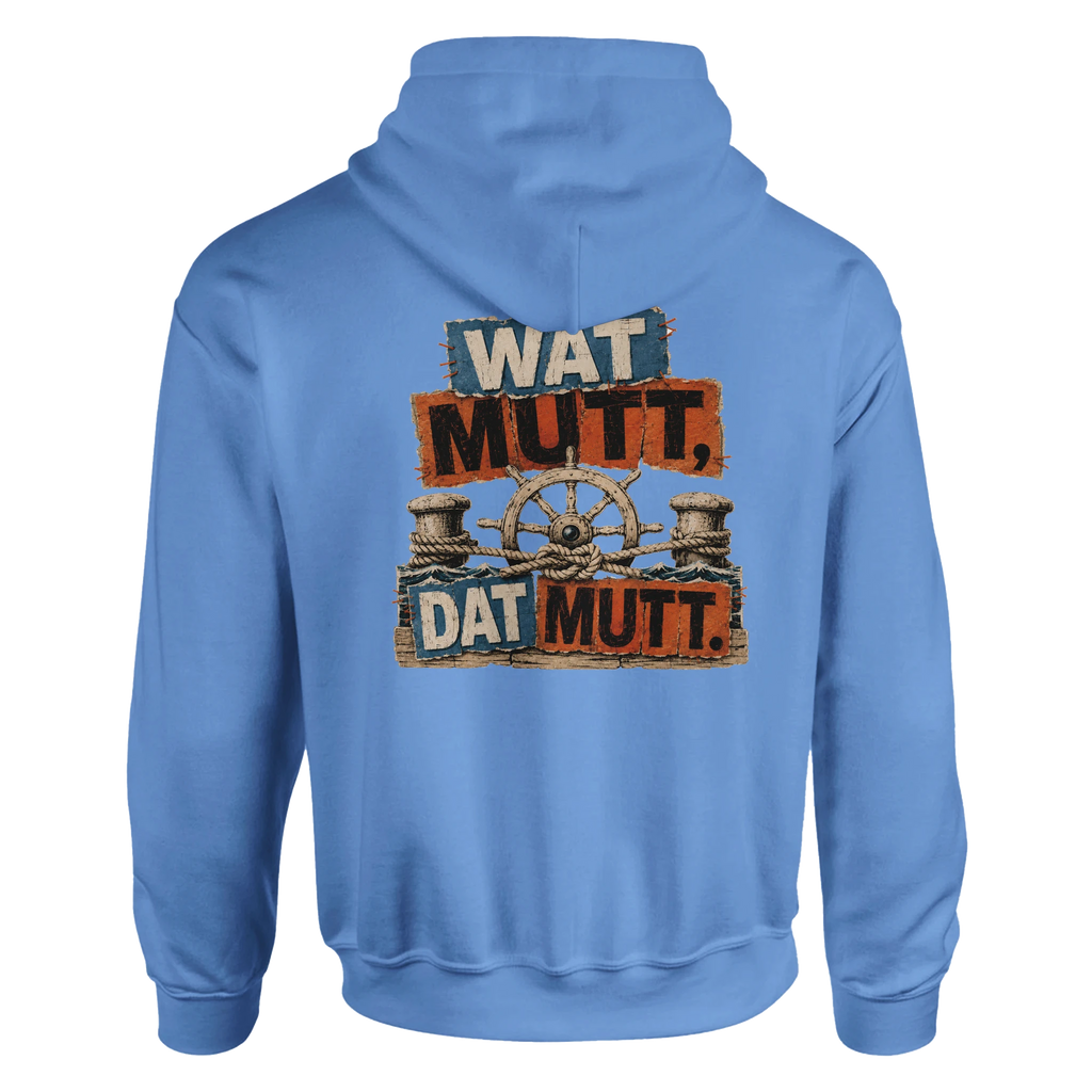 Hoodie in Weiß mit Motiv „Wat Mutt, Dat Mutt.“