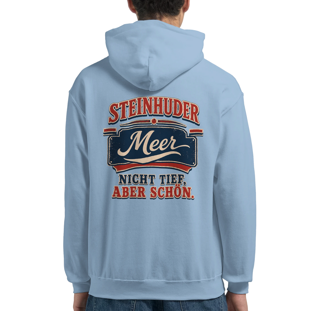 Hoodie in Weiß mit Motiv „Nicht tief, aber schön – HeimatLiebe“