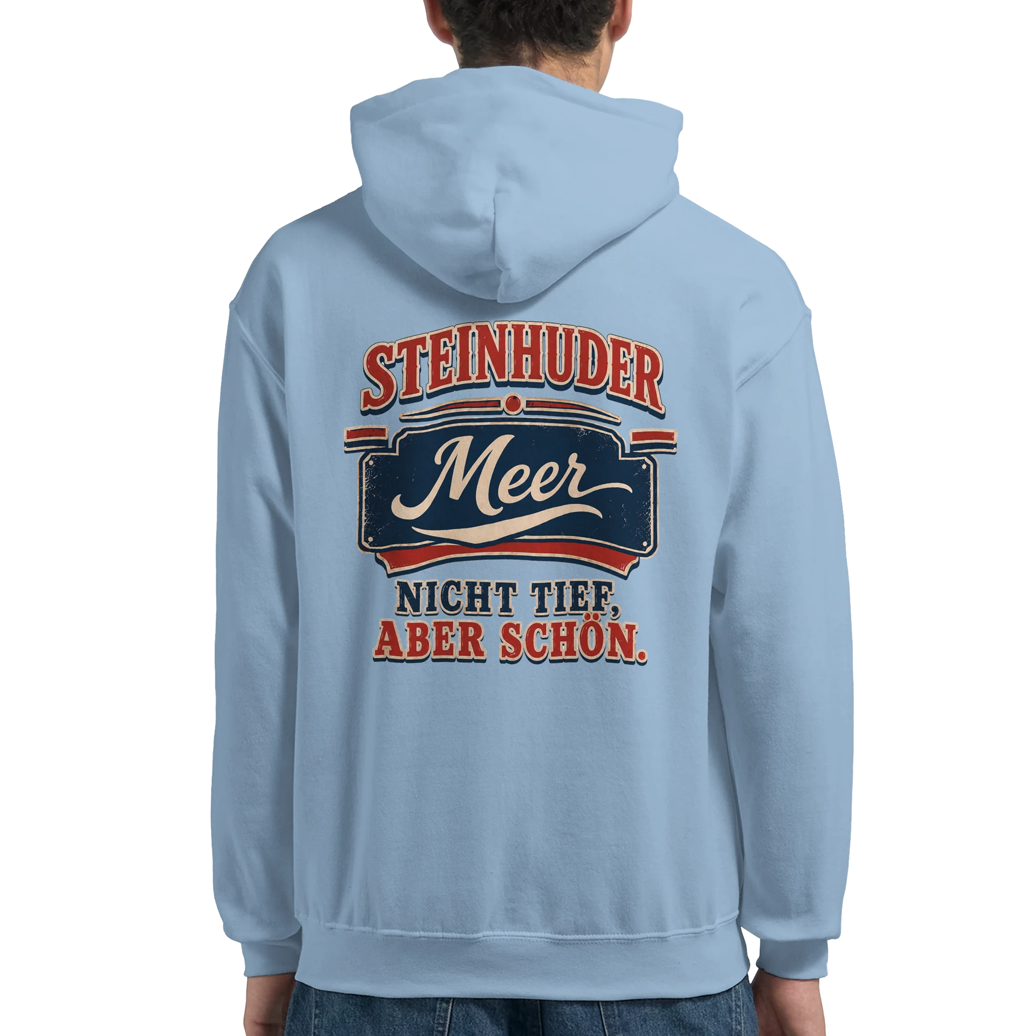 Hoodie in Weiß mit Motiv „Nicht tief, aber schön – HeimatLiebe“