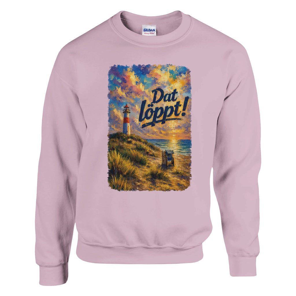 Pullover in Hellrosa mit Motiv „Dat Löppt! Typisch Norddeutsch“