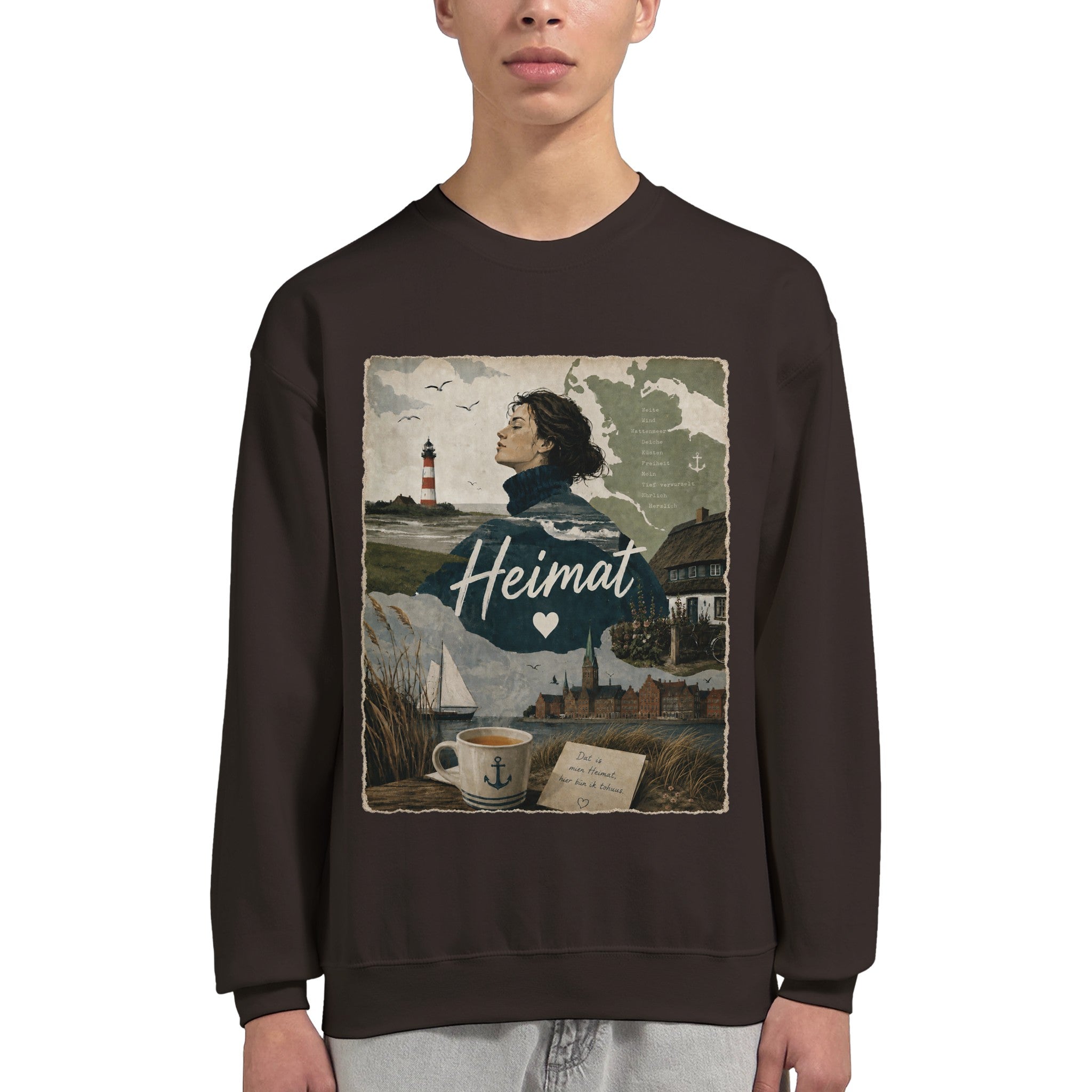 Pullover in Hellrosa mit Motiv „Heimat mit Herz“